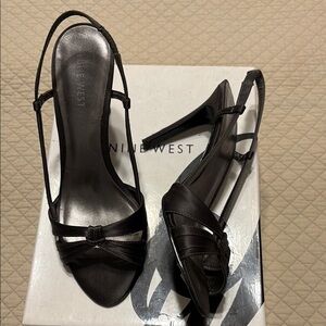 Nine West grey Peep-Toe Slingback Heels